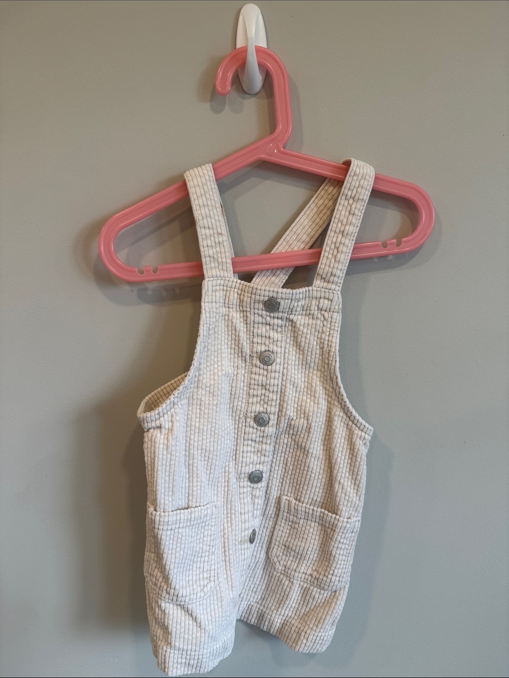 Cat & Jack Cream Corduroy Button Overalls for Kids